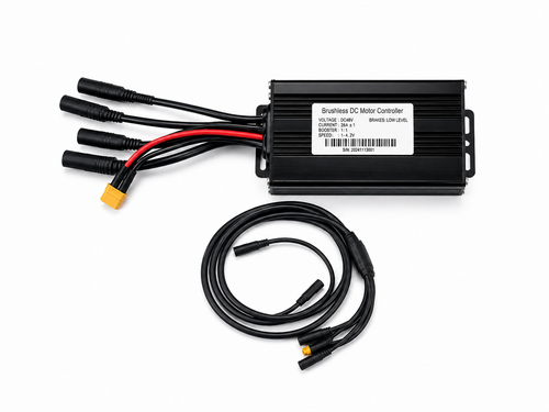 E-bike controller labeled 48V 26A, with XT60 battery connector and wiring harness for Macfox upgrade kits.